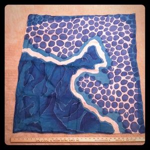 Turquoise hand painted silk scarf